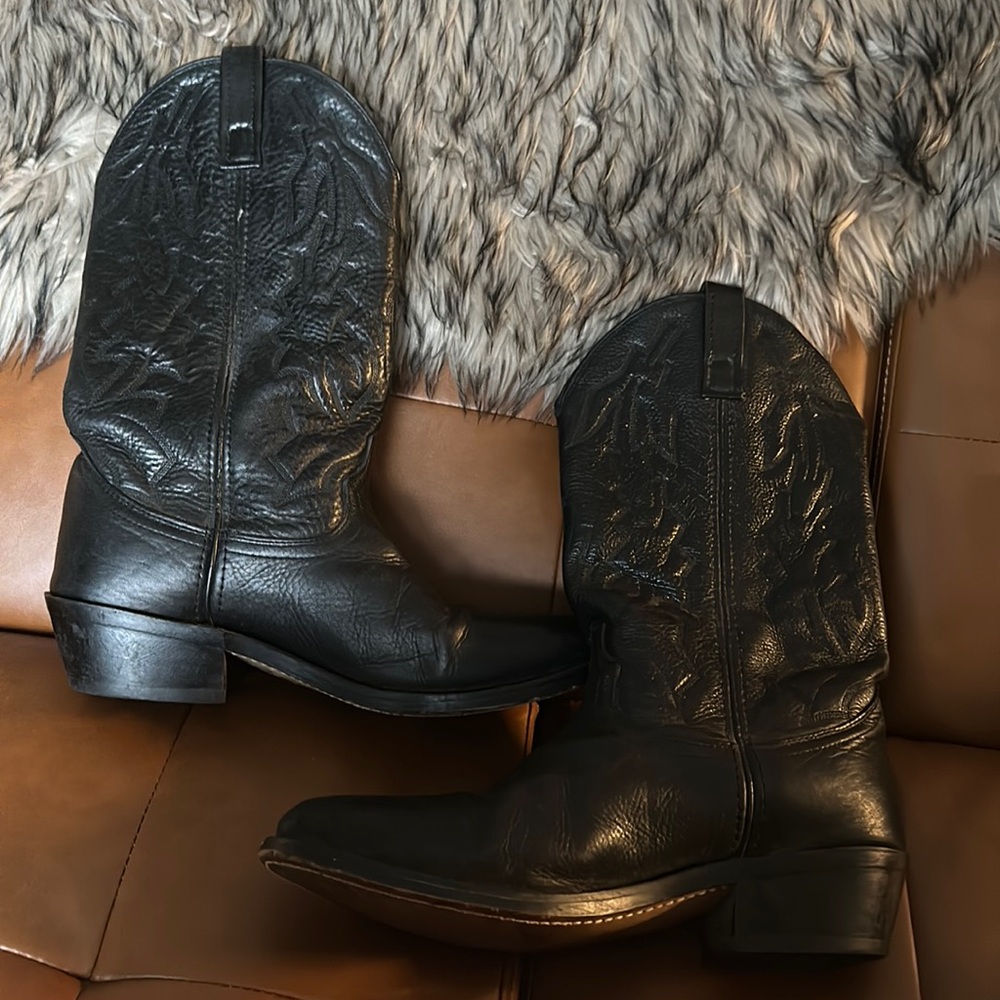 Laredo Black Leather Cowboy Boots